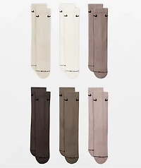 Nike Everyday Elevated Natural 6 Pack Crew Socks