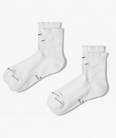 Nike Everyday Elevated White 2 Pack Quarter Crew Socks
