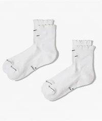 Nike Everyday Elevated White 2 Pack Quarter Crew Socks