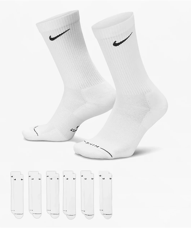 Nike Everyday Elevated White 6 Pack Crew Socks