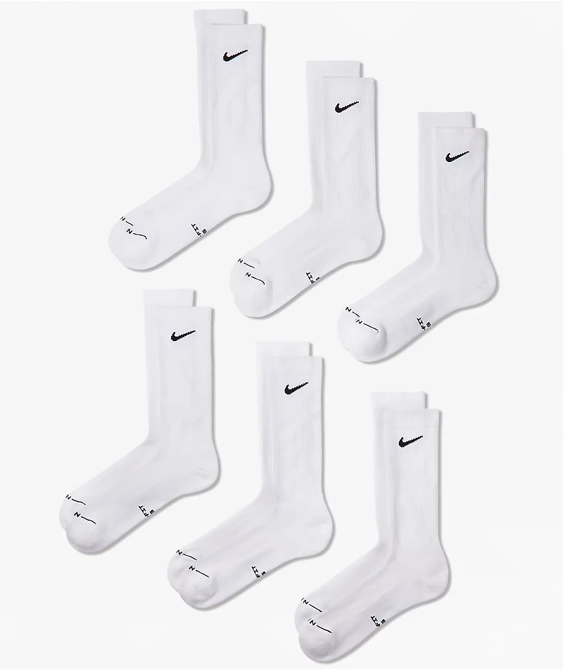 Nike Everyday Elevated White 6 Pack Crew Socks