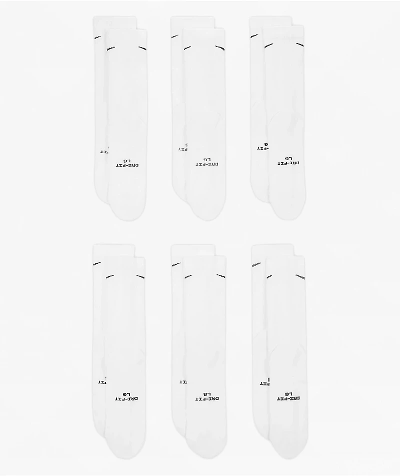Nike Everyday Elevated White 6 Pack Crew Socks