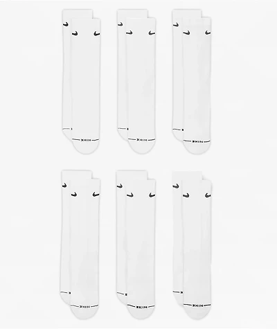 Nike Everyday Elevated White 6 Pack Crew Socks