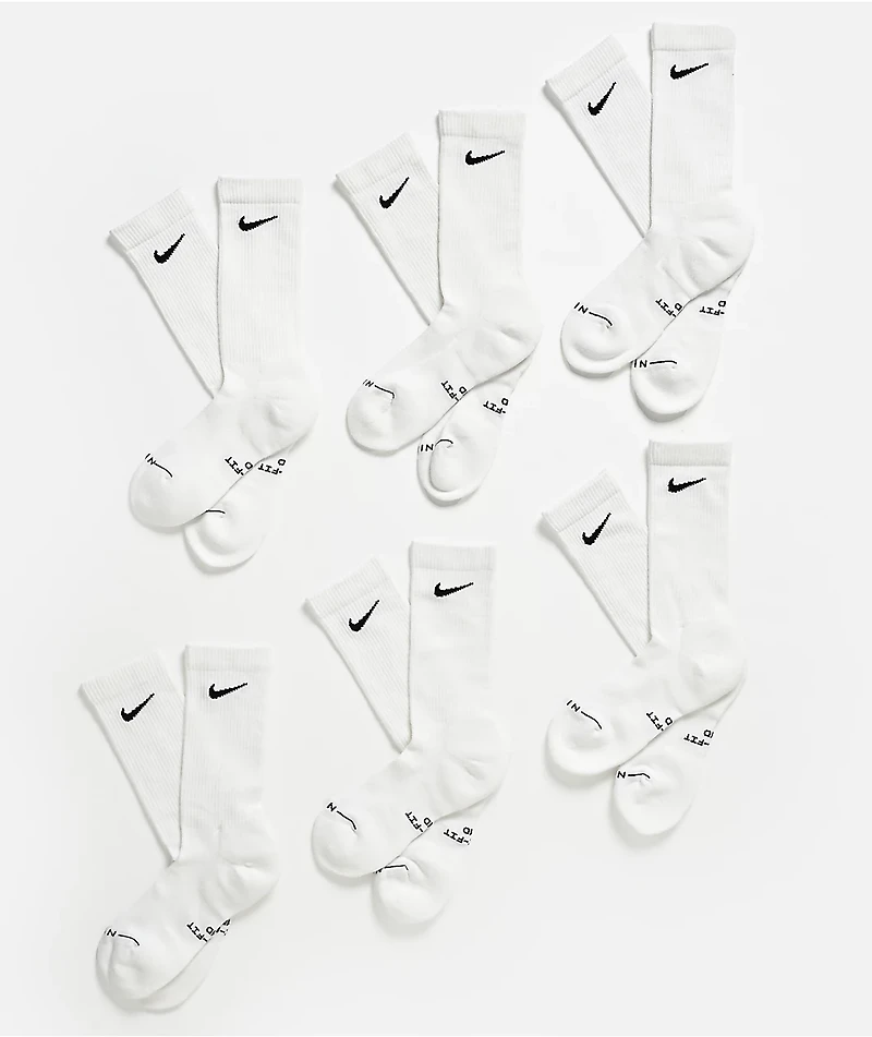 Nike Everyday Elevated White 6 Pack Crew Socks