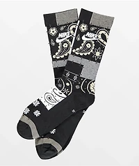 Nike Everyday Essentials Paisley Black & Khaki Crew Socks