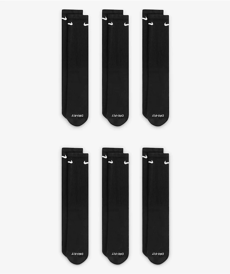 Nike Everyday Plus 6-Pack Black Crew Socks
