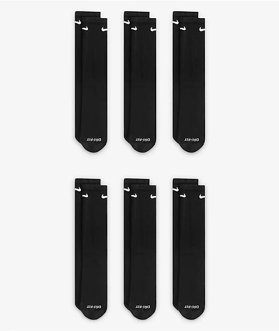 Nike Everyday Plus 6-Pack Black Crew Socks