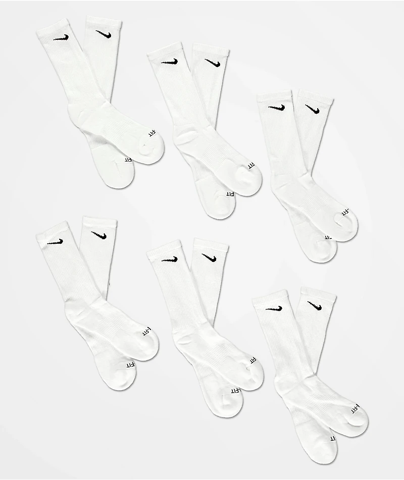 Nike Everyday Plus 6 Pack White Crew Socks
