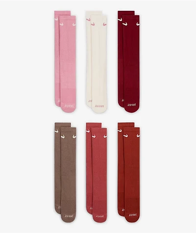 Nike Everyday Plus Cushioned Mauve 6 Pack Crew Socks