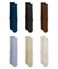 Nike Everyday Plush Cushioned Brown & Blue 6 Pack Crew Socks