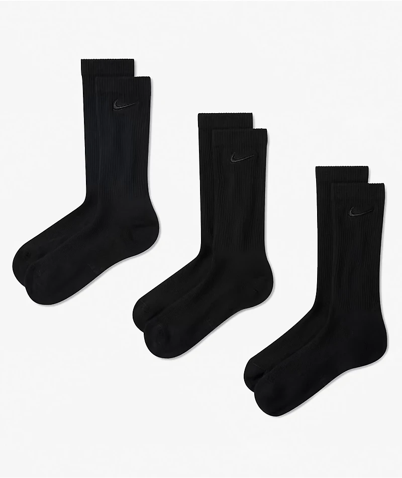 Nike Everyday Tonal 3 Pack Black Crew Socks