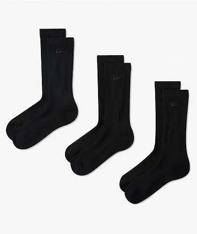 Nike Everyday Tonal 3 Pack Black Crew Socks