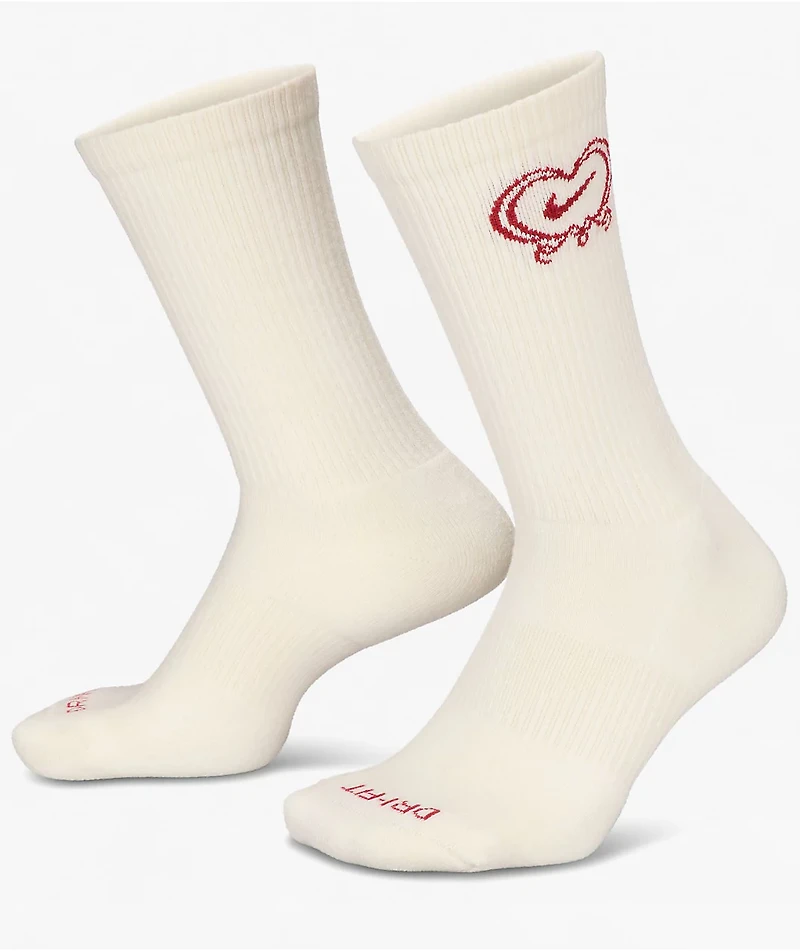 Nike Everyday VDay Off White Crew Socks