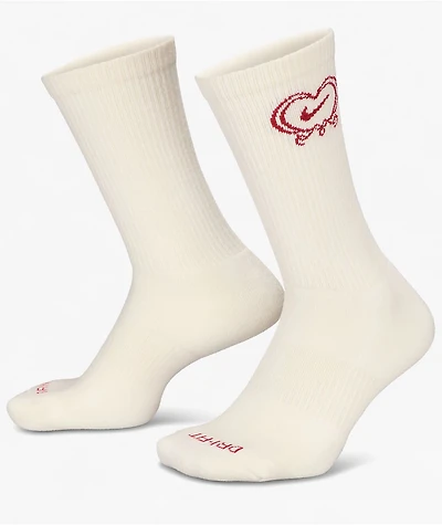 Nike Everyday VDay Off White Crew Socks