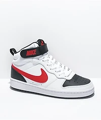 Nike Kids' Court Borough Mid 2 White, Black & Red Shoes