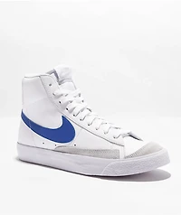 Nike Kids Blazer '77 Mid White & Game Royal Leather Shoes