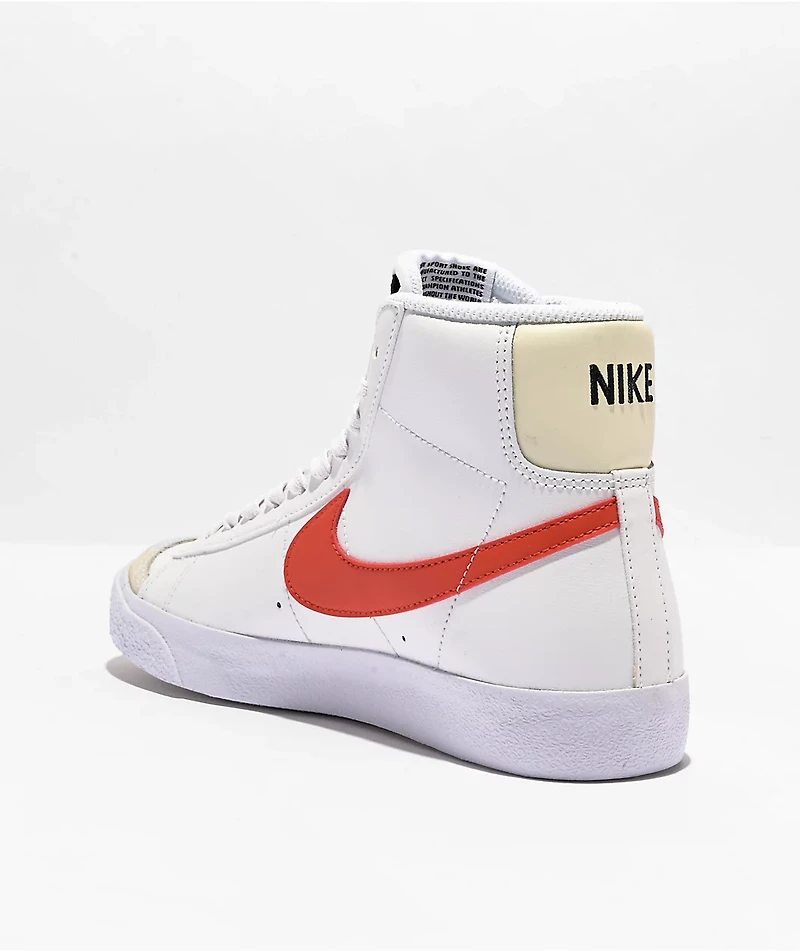 Nike Kids Blazer '77 Mid White & Picante Red Leather Shoes