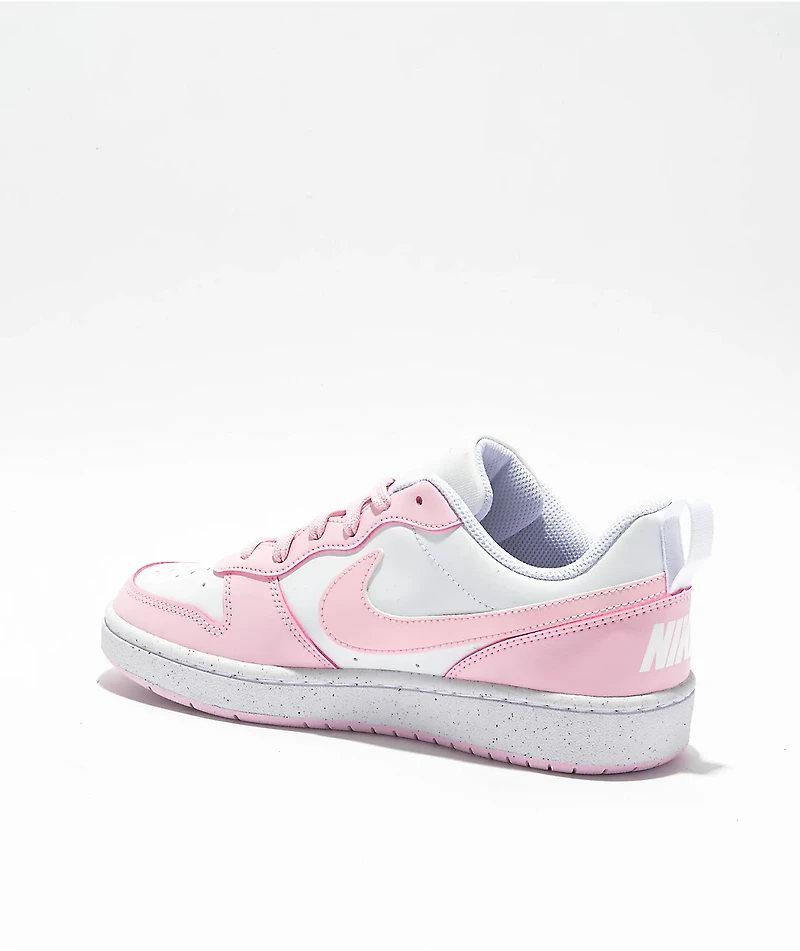 Nike Kids Court Borough Low Recraft White & Pink Foam Shoes