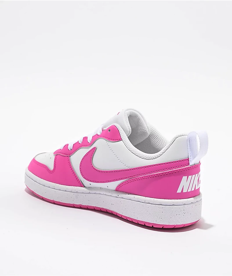 Nike Kids Court Borough Low Recraft White & Pink Shoes