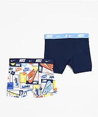 Nike Kids Dri-FIT Essential Micro Blue & White 2-Pack Boxer Briefs