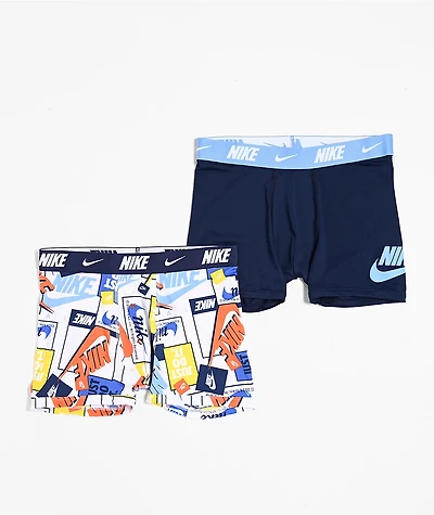 Nike Kids Dri-FIT Essential Micro Blue & White 2-Pack Boxer Briefs