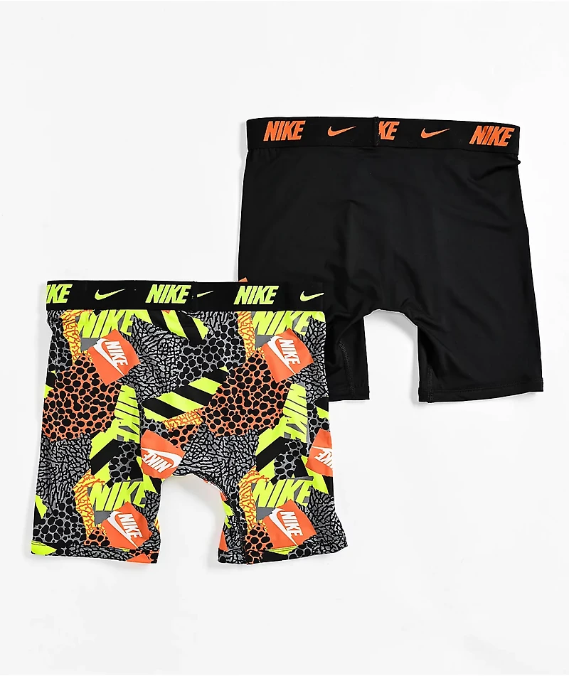 Nike Kids Dri-FIT Essential Micro Neon & Orange 2-Pack Boxer Briefs