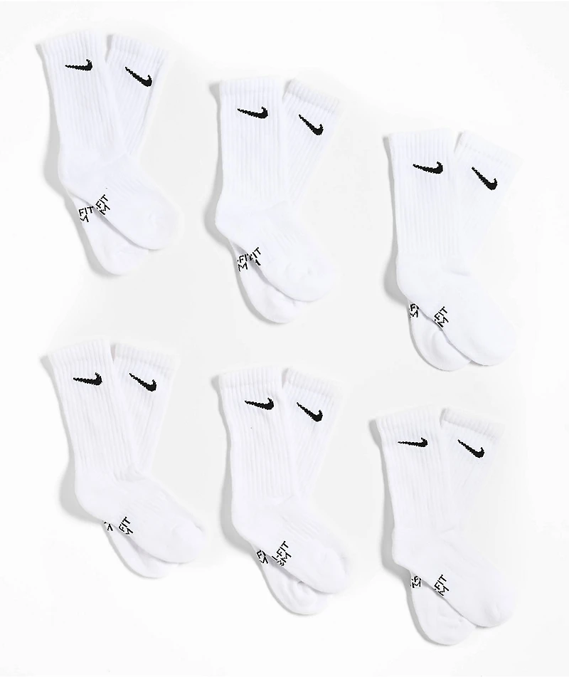 Nike Kids Everyday White 6 Pack Crew Socks