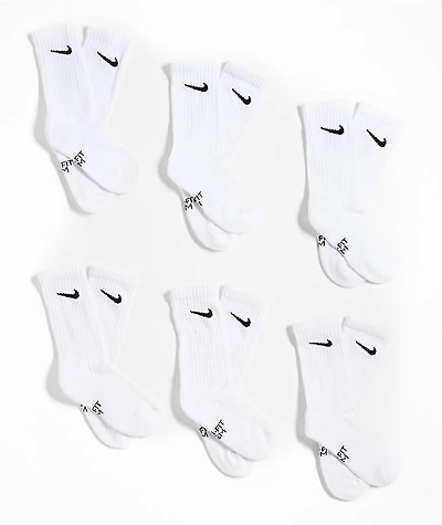Nike Kids Everyday White 6 Pack Crew Socks