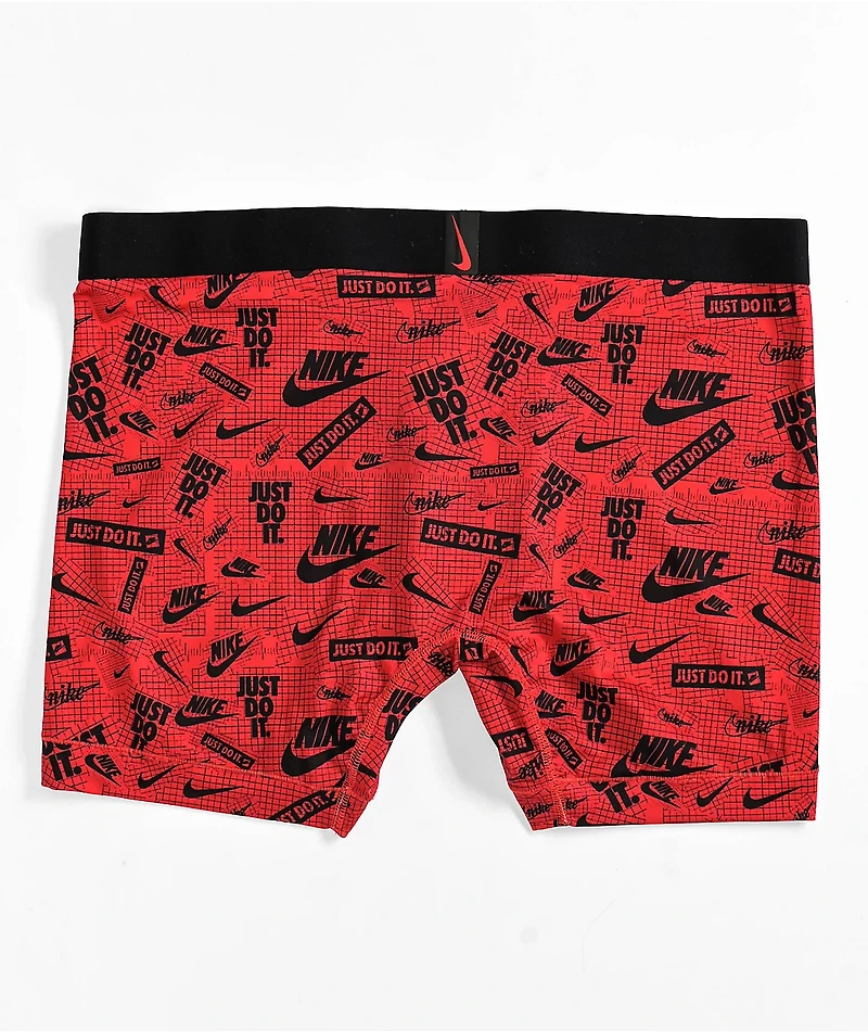 Nike Micro Multi Logo Black & Red Boxer Briefs