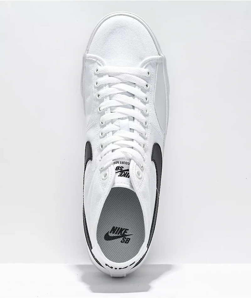 Nike SB BLZR Court Mid White & Black Skate Shoes
