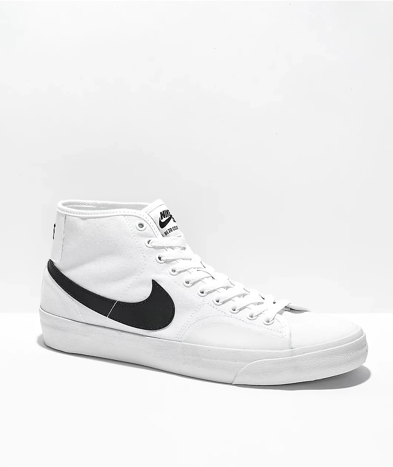 Nike SB BLZR Court Mid White & Black Skate Shoes