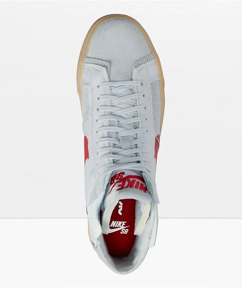 Nike SB BLZR Mid White & Red Skate Shoes
