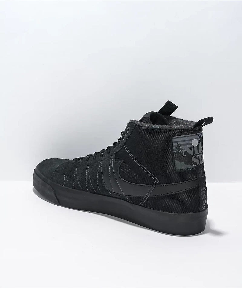 Nike SB Blazer Mid PRM Black & Anthracite Skate Shoes