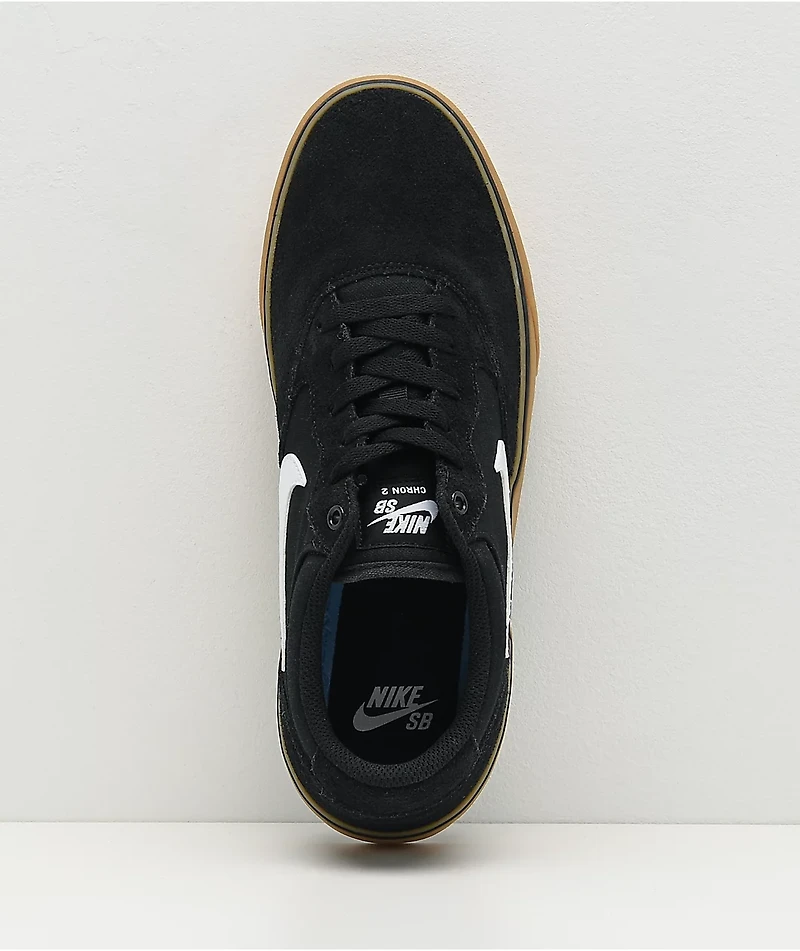 Nike SB Chron 2 Black & Gum Skate Shoes