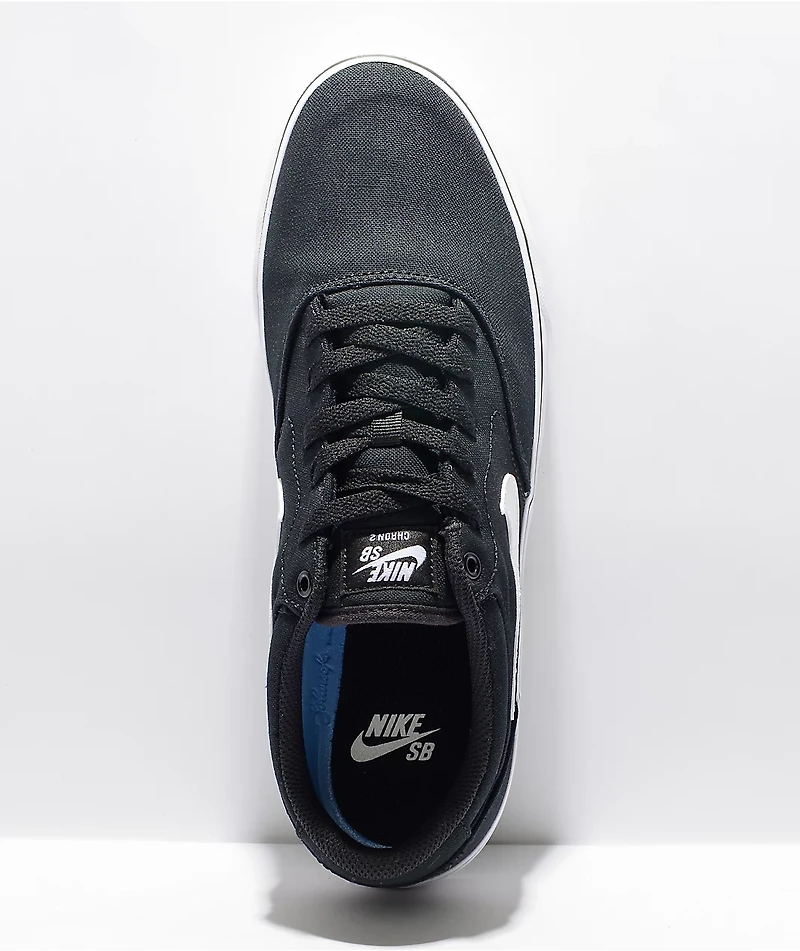 Nike SB Chron 2 Black & White Canvas Skate Shoes