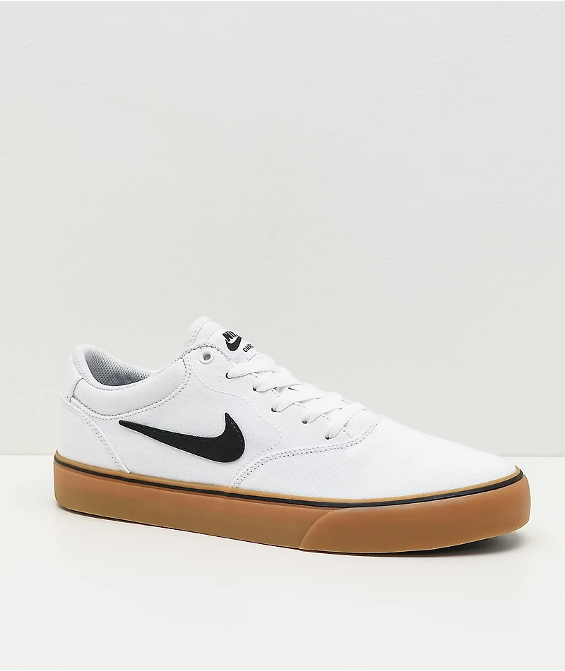 Nike SB Chron 2 White & Gum Canvas Skate Shoes