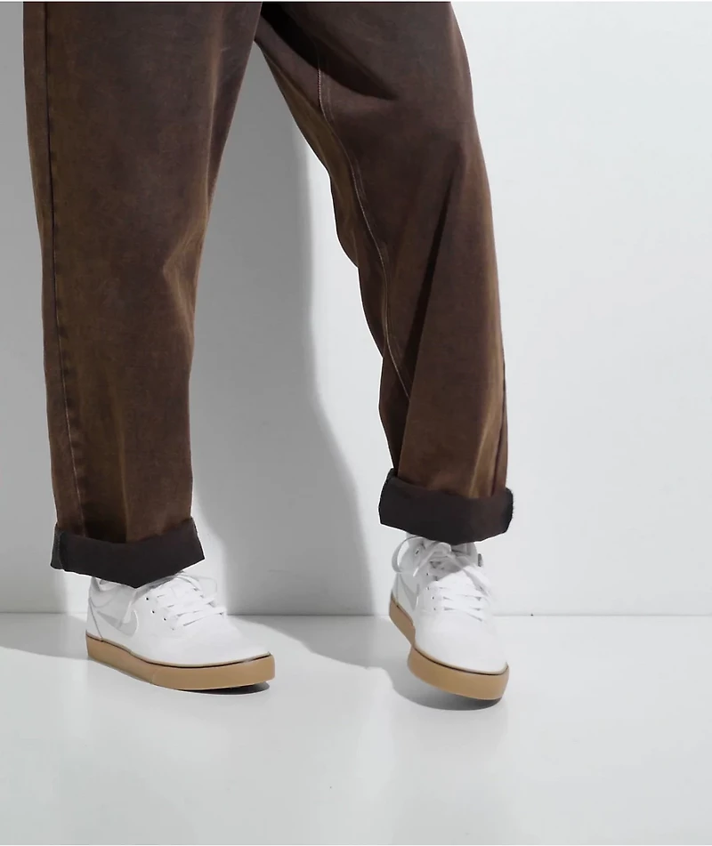Nike SB Chron 2 White & Gum Skate Shoes