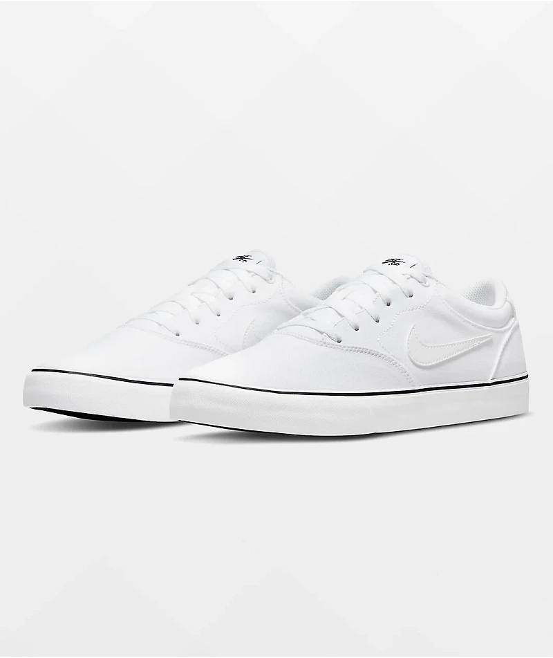 Nike SB Chron 2 White Canvas Skate Shoes