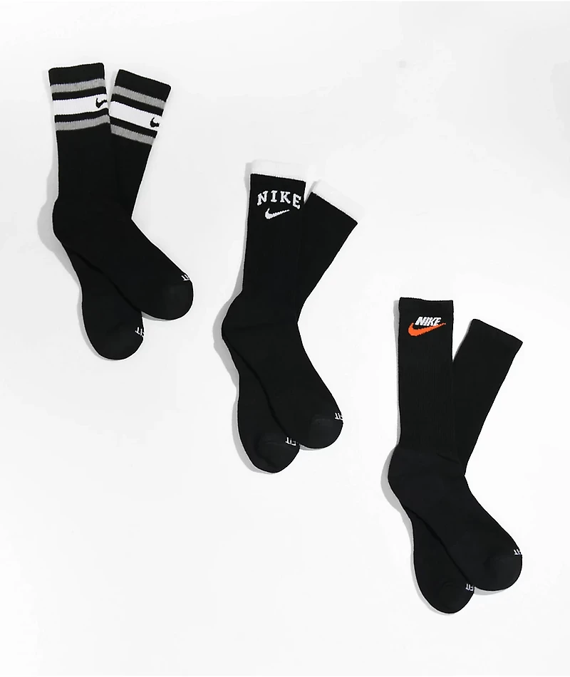 Nike SB Everyday 3 Pack Black Crew Socks