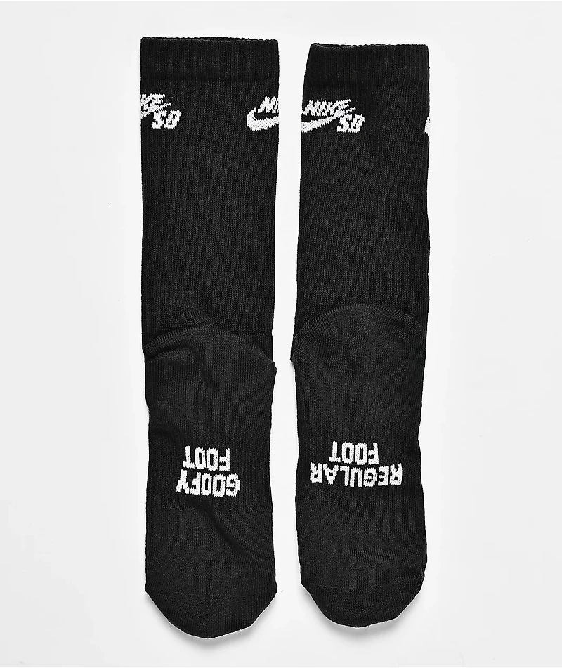 Nike SB Everyday Elevated Black 3 Pack Crew Socks