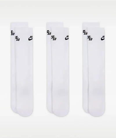 Nike SB Everyday Elevated White 3 Pack Crew Socks
