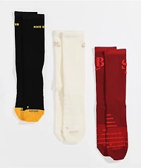 Nike SB Everyday Max Black, Red, & White 3 Pack Crew Socks