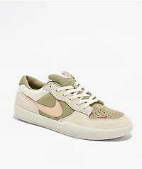 Nike SB Force 58 Coconut Milk, Neutral Olive & University Red Skate Shoes