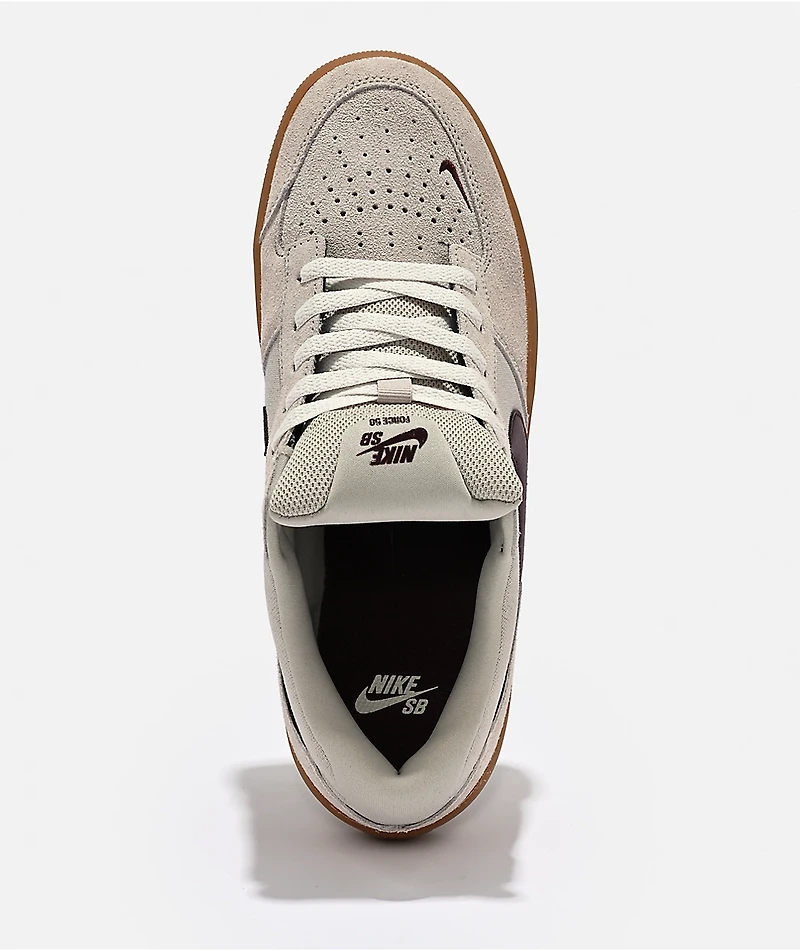 Nike SB Force 58 Cream, Burgandy & Gum Skate Shoes