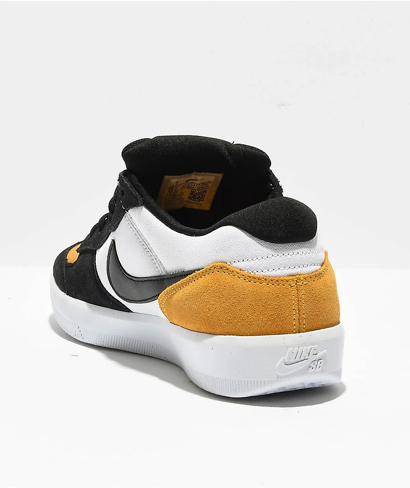 Nike SB Force 58 Gold, Black & White Skate Shoes