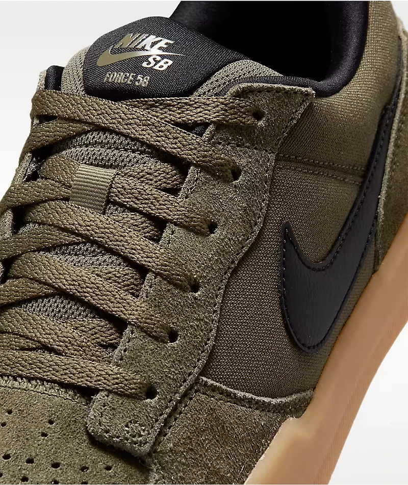 Nike SB Force 58 Medium Olive, Gum & Black Skate Shoes