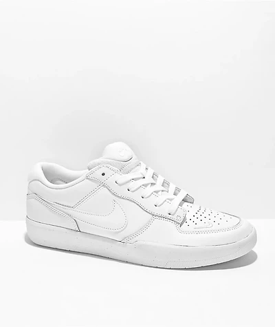 Nike SB Force 58 Premium Leather White Skate Shoes