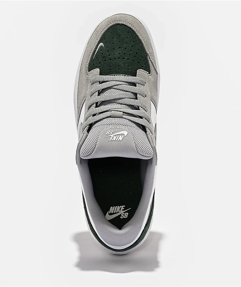 Nike SB Force 58 White, Grey & Green Skate Shoes