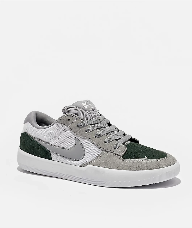 Nike SB Force 58 White, Grey & Green Skate Shoes
