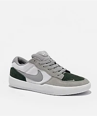 Nike SB Force 58 White, Grey & Green Skate Shoes